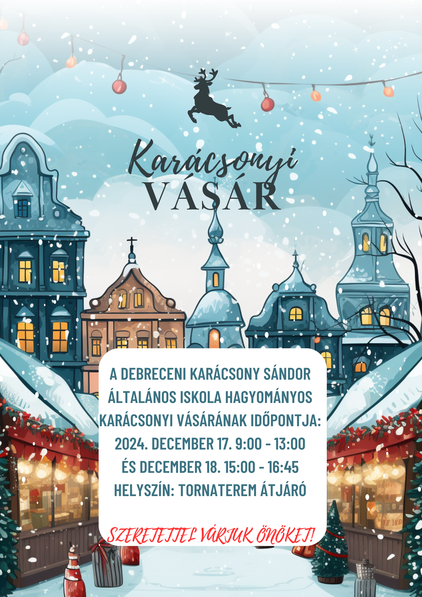 White and Blue Illustrated Christmas Market Sale Poster 1